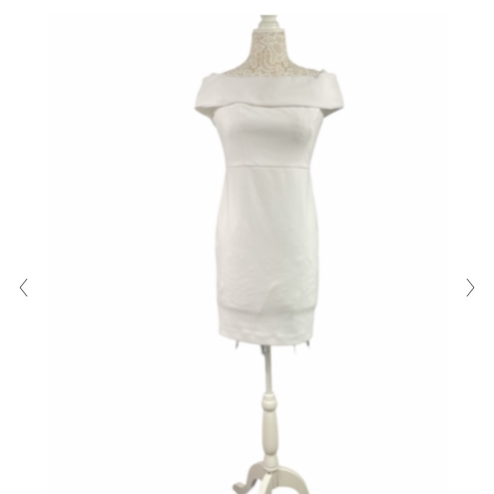 Calvin Klein Dresses White Calvin Klein Off-The-Shoulder Sheath Dress - Picture 5 of 5